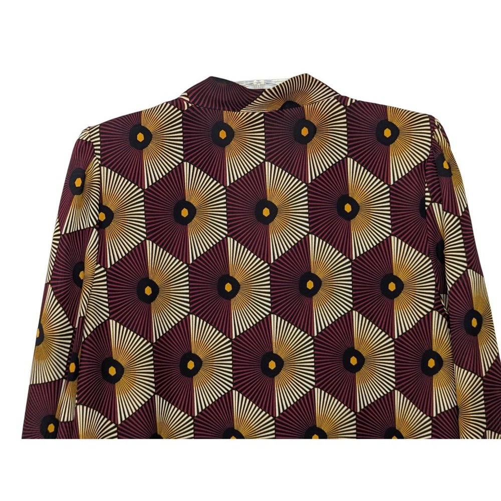 A Love Story 3/4" sleeve geometry burgundy yellow career pull over top XL‎ - Picture 6 of 12